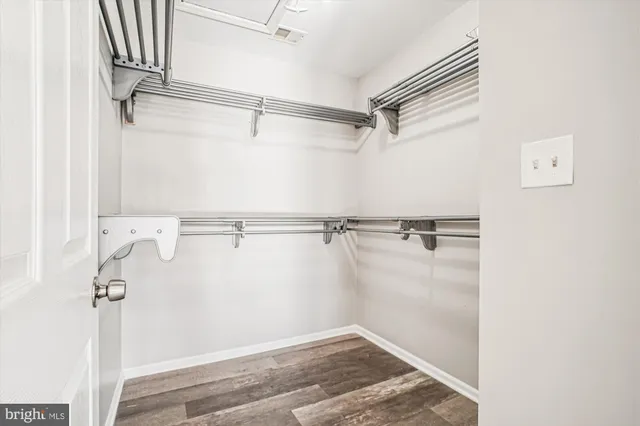 a view of small space with racks on the wall