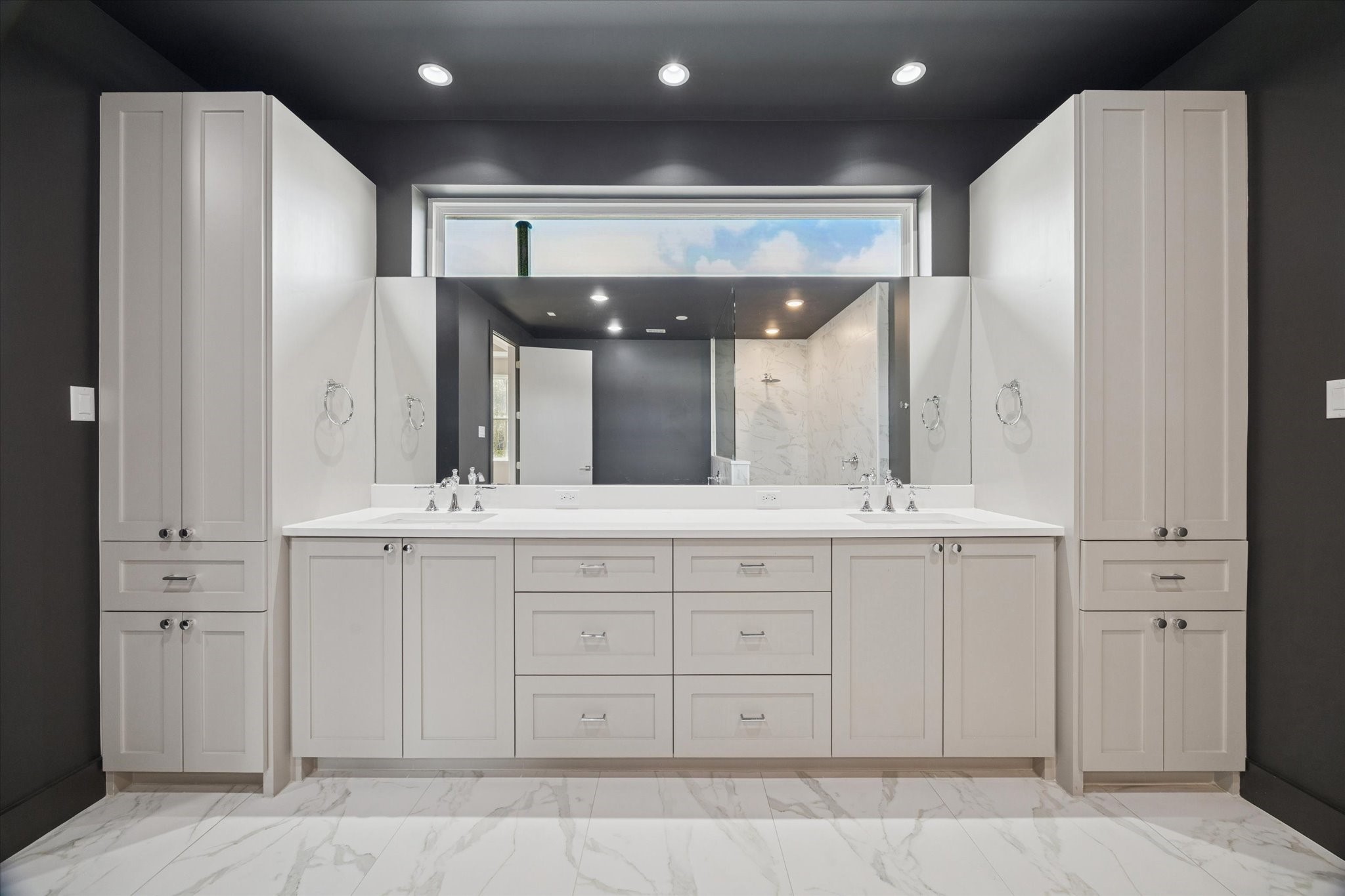 4219 Alba Road Houston, TX 77018 - Photo 23 of 37 a bathroom with a double vanity sink and a mirror