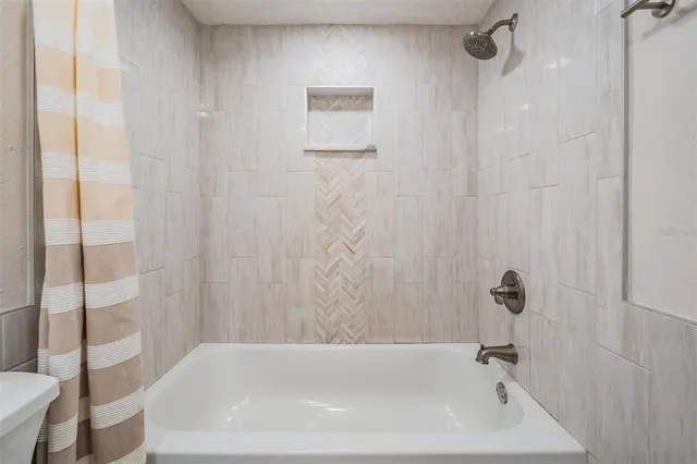 a bathroom with a bathtub