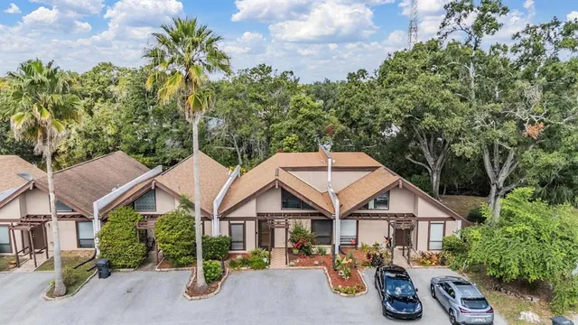 an aerial view of a house