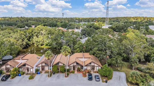 an aerial view of a house