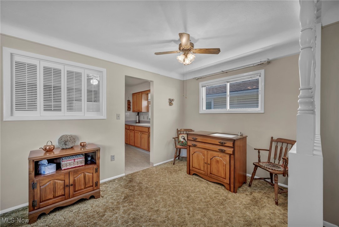 13732 Carpenter Road Garfield Heights, OH 44125 - Photo 3 of 46 Sitting room featuring light carpet and a ceiling fan