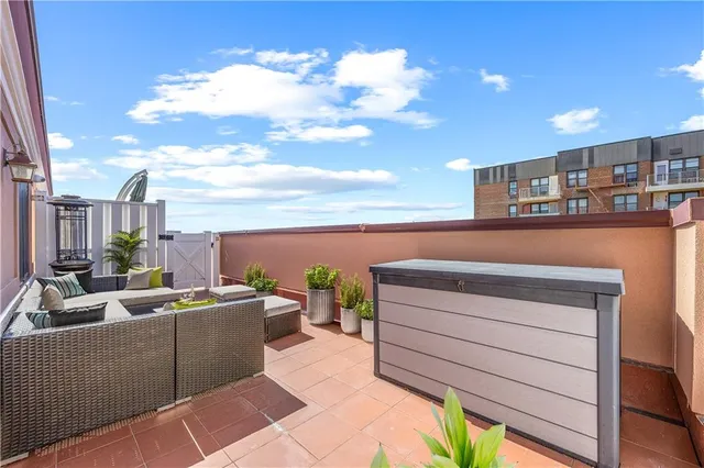 a terrace view with seating space