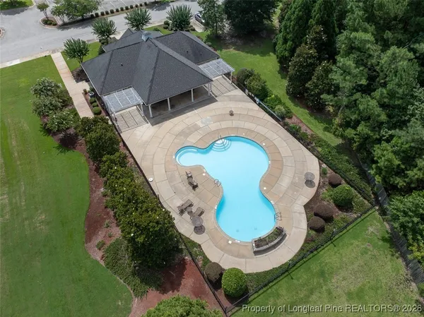 an aerial view of a house