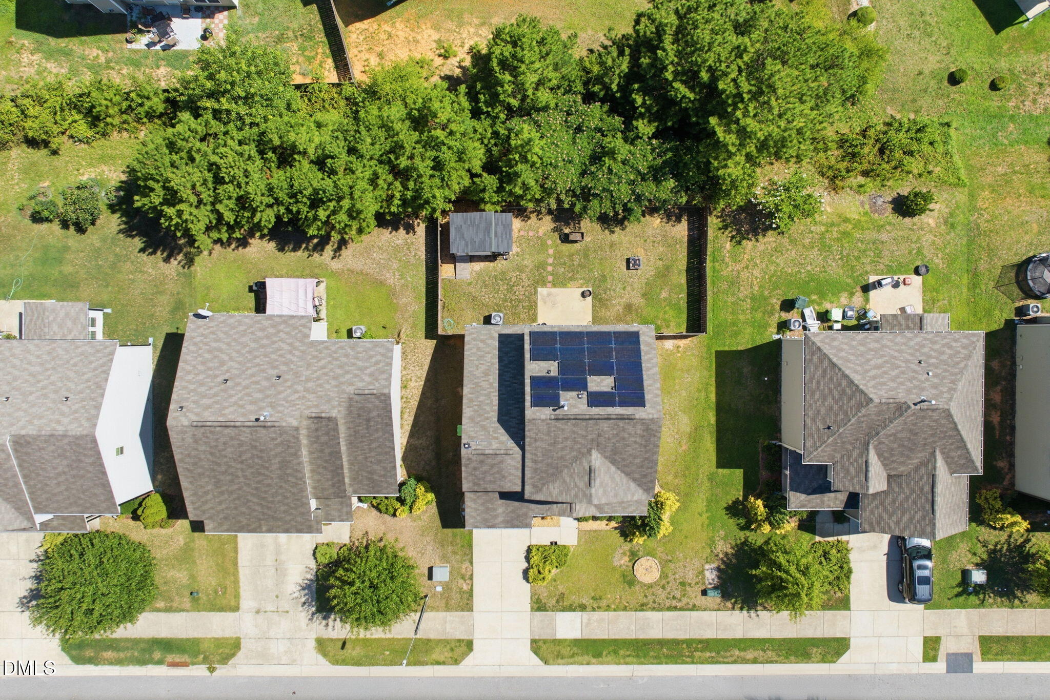 3325 Snowberry Drive Raleigh, NC 27610 - Photo 35 of 40 arial front with solar panels