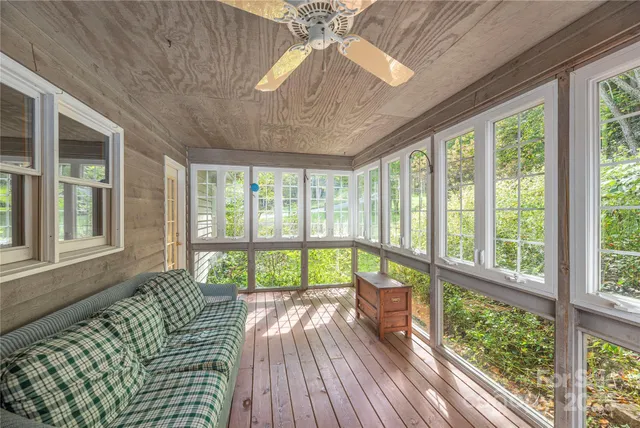 a view of porch with seating space