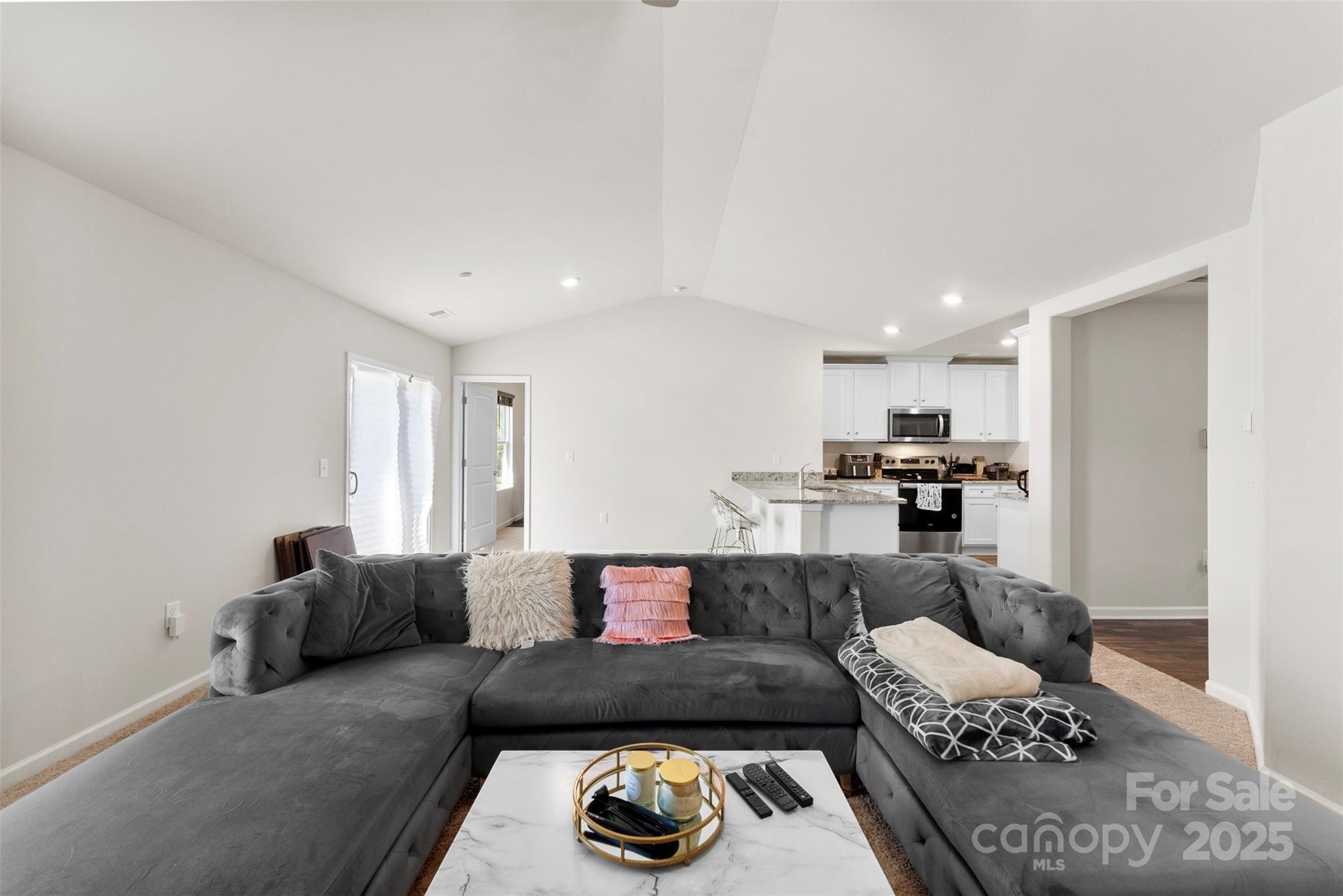 223 Frank Burns Way Kings Mountain, NC 28086 - Photo 9 of 36 a living room with furniture a couch and kitchen view
