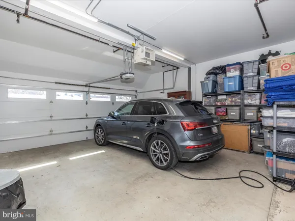 a car parked in a garage