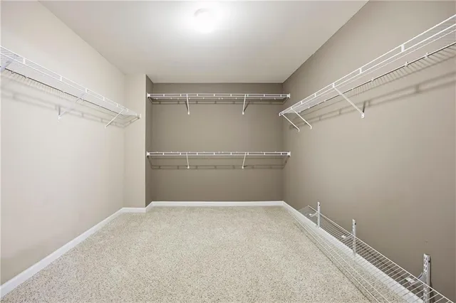 a view of a room with racks on the wall