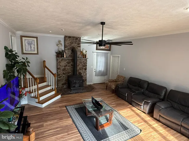 a living room with furniture