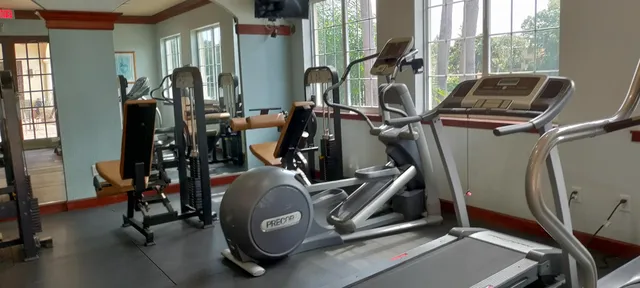 a view of a room with gym equipment