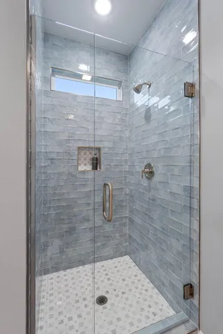 a bathroom with a shower