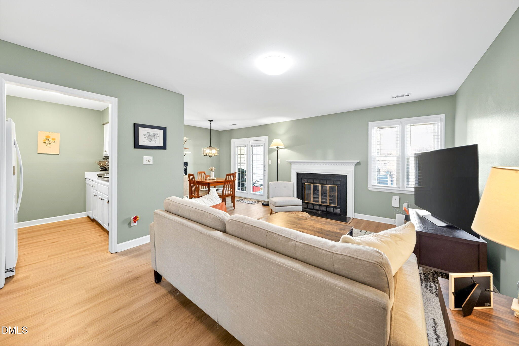 3307 Tarleton West Durham, NC 27713 - Photo 8 of 39 a living room with furniture and a fireplace