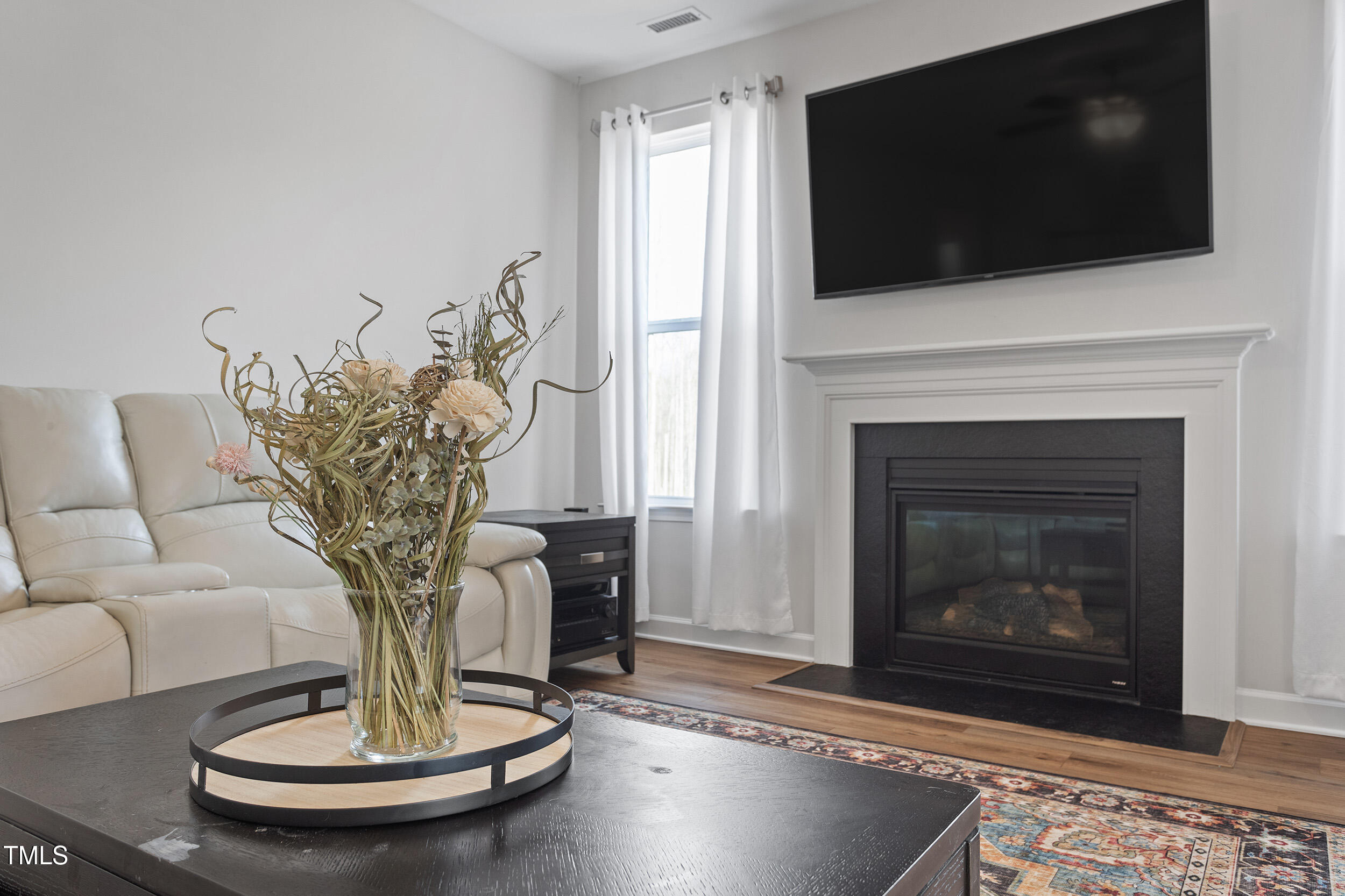201 Northview Drive Middlesex, NC 27557 - Photo 10 of 25 a living room with furniture a flat screen tv and a fireplace
