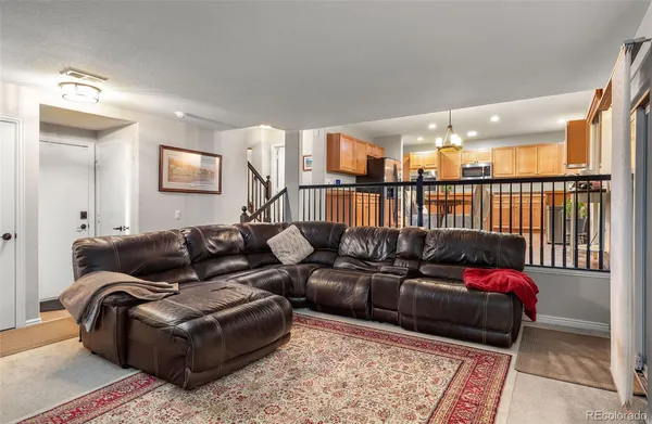 a living room with furniture