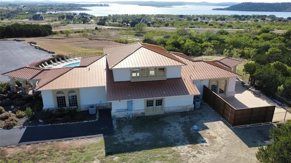 an aerial view of a house