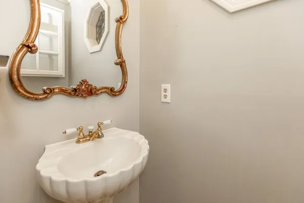 a view of a room with a large window