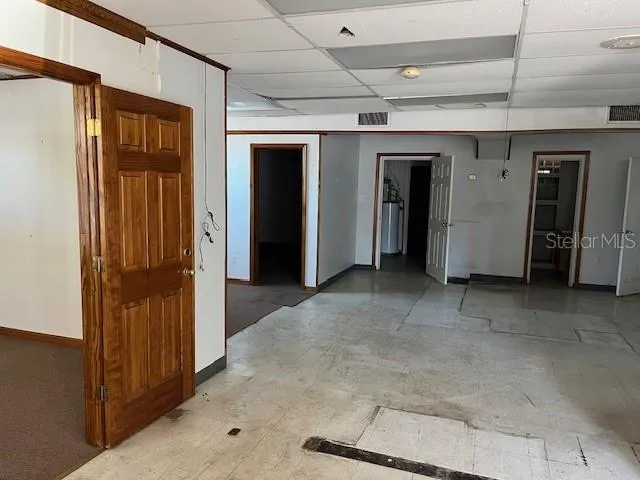 an empty room with closet