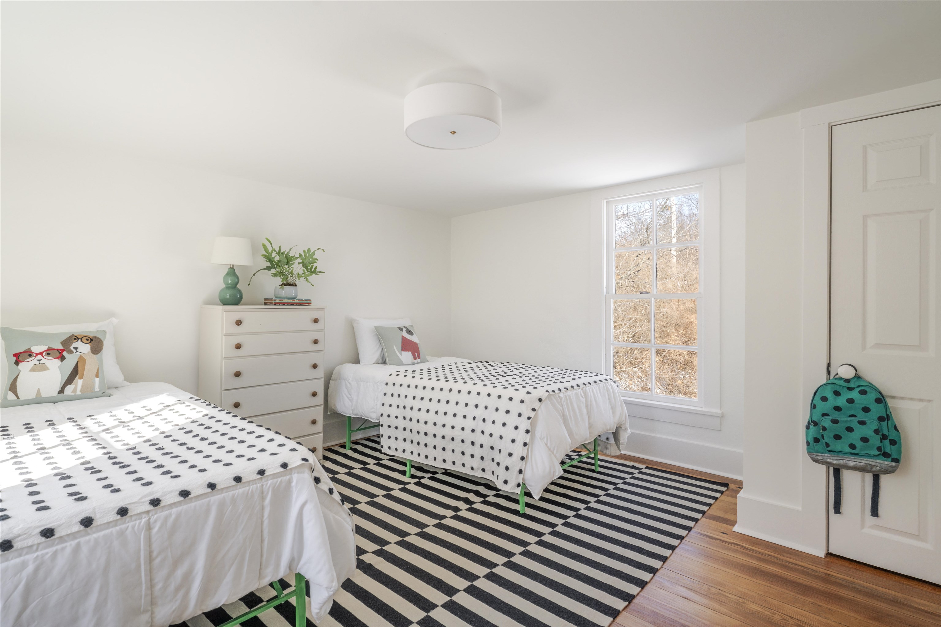 675 Stone Spring Road Harrisonburg, VA 22801 - Photo 27 of 39 a bedroom with two beds and a potted plant