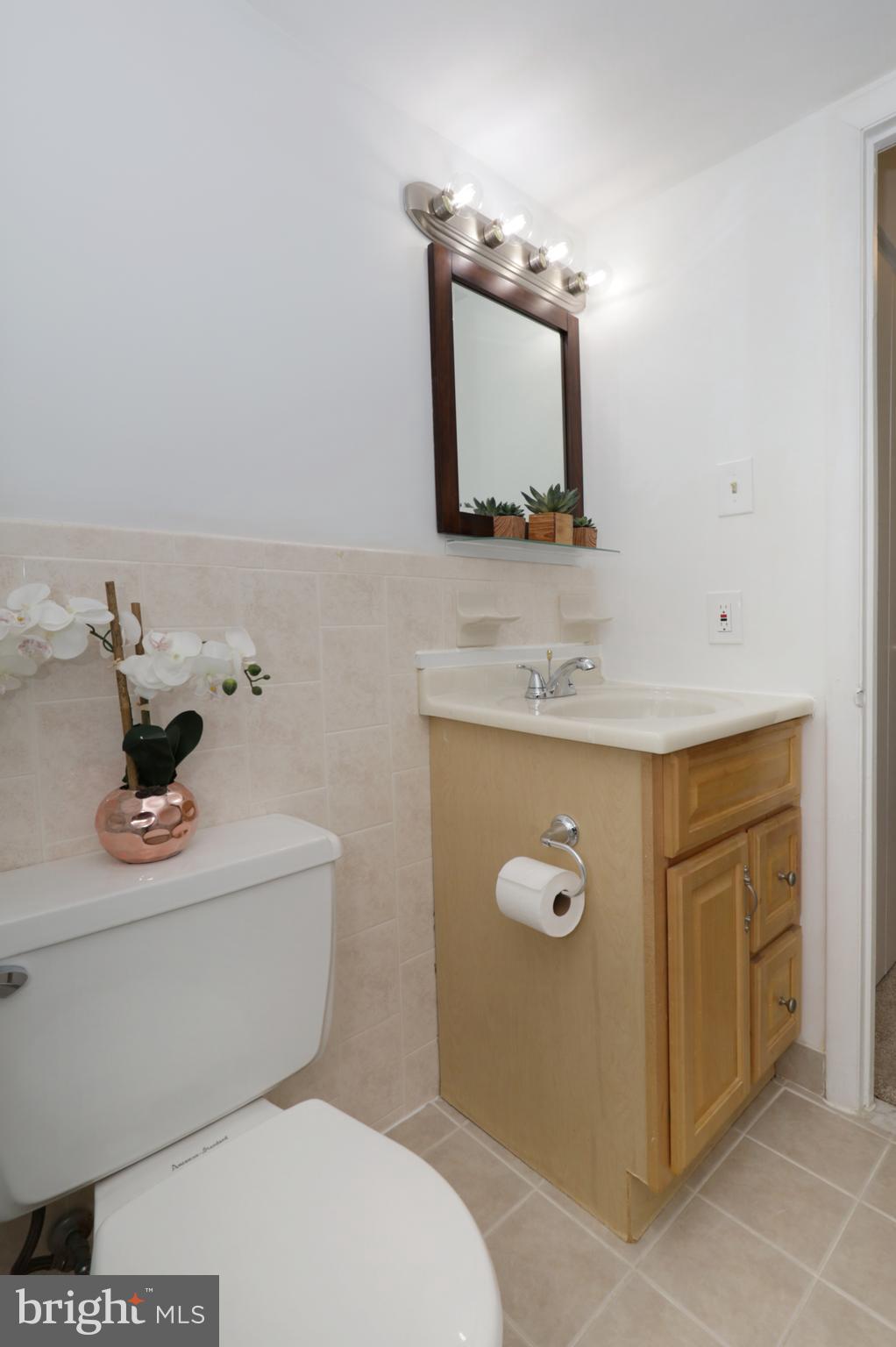 7093 Spring Garden Drive, Unit 101 Springfield, VA 22150 - Photo 20 of 23 a bathroom with a toilet sink and mirror