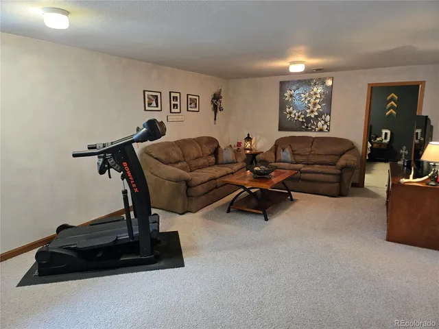 a living room with furniture a couch and a window