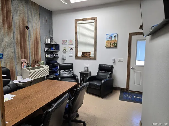 a living room with furniture a rug and a window