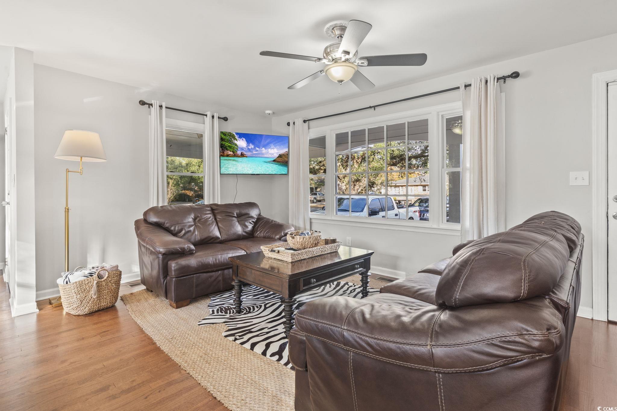 Living room featuring hardwood / wood-style floors