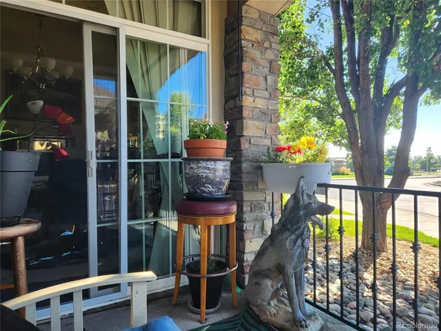 a view of a chairs and table in the patio