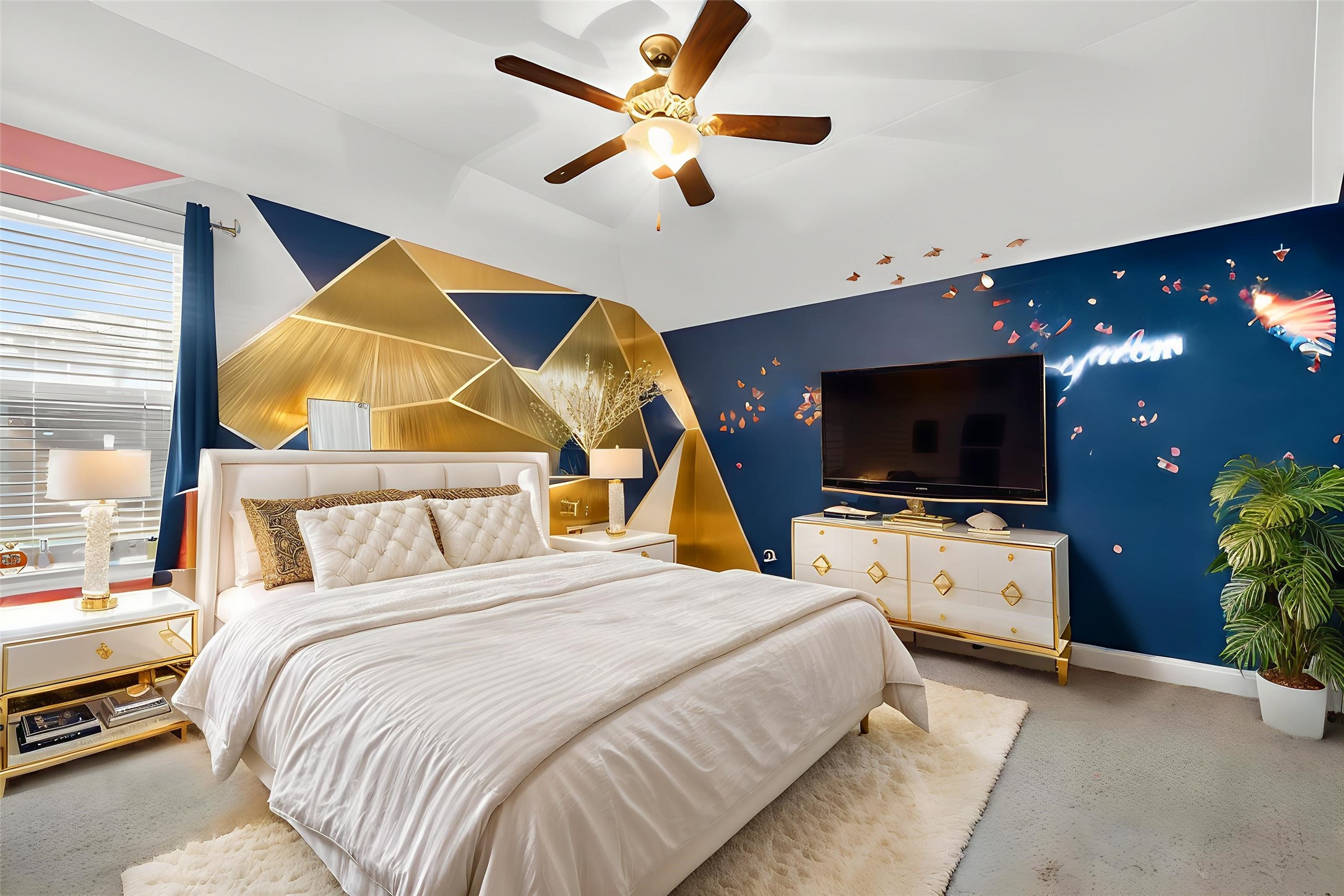 4719 Prairie Springs Lane Rosharon, TX 77583 - Photo 24 of 33 a bedroom with a bed and a flat screen tv