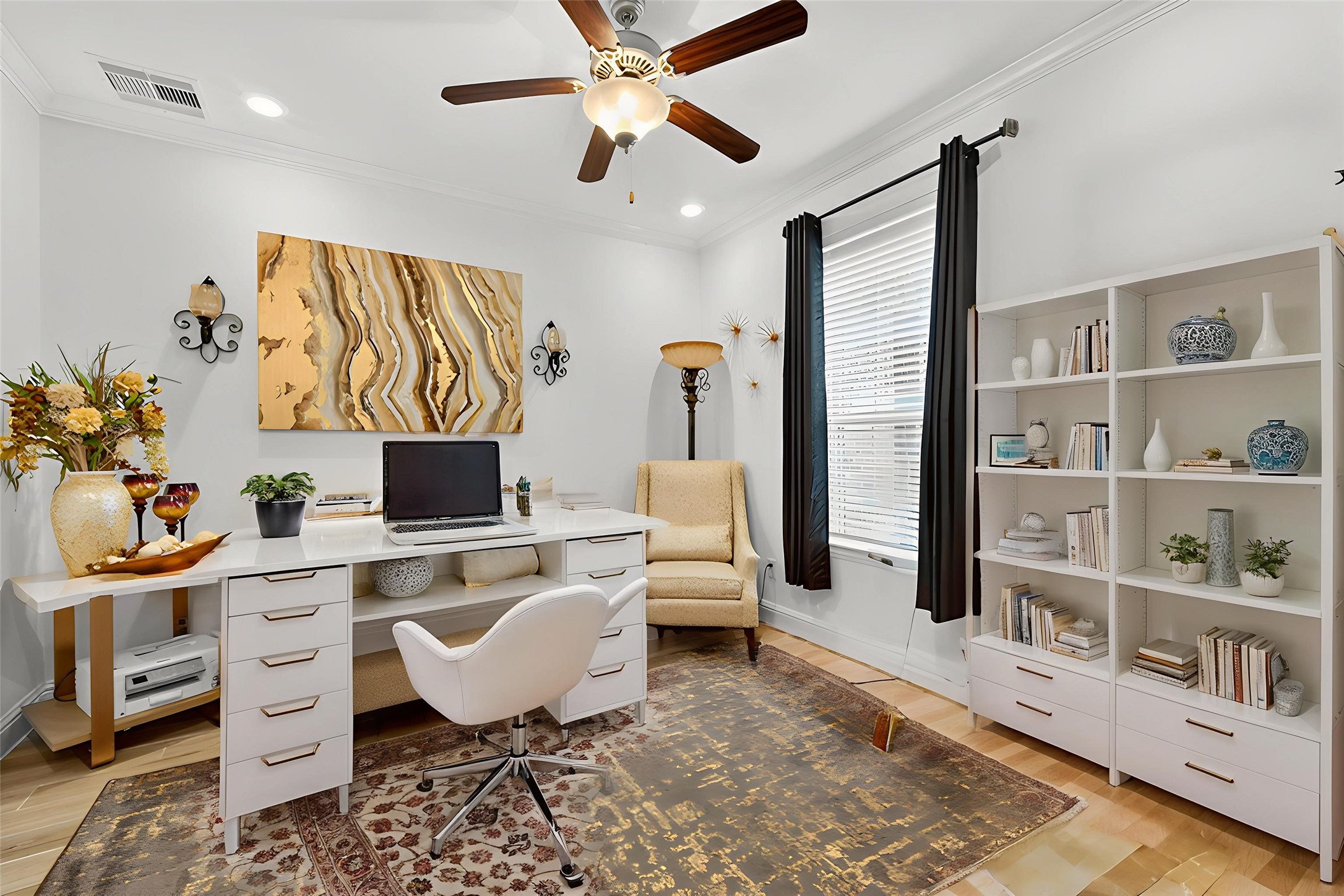 4719 Prairie Springs Lane Rosharon, TX 77583 - Photo 4 of 33 a living room with furniture a rug and a bookshelf