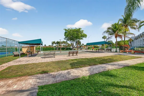 a swimming pool with a yard