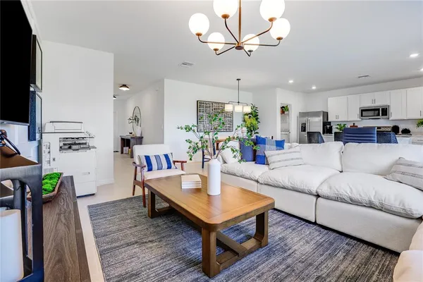 a kitchen with a stove and potted plant