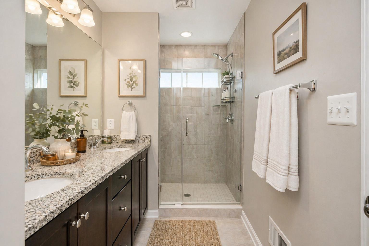 650 Aspen Road, Unit 108 Stafford, VA 22554 - Photo 18 of 25 Primary Modern elegance in a serene bathroom.
