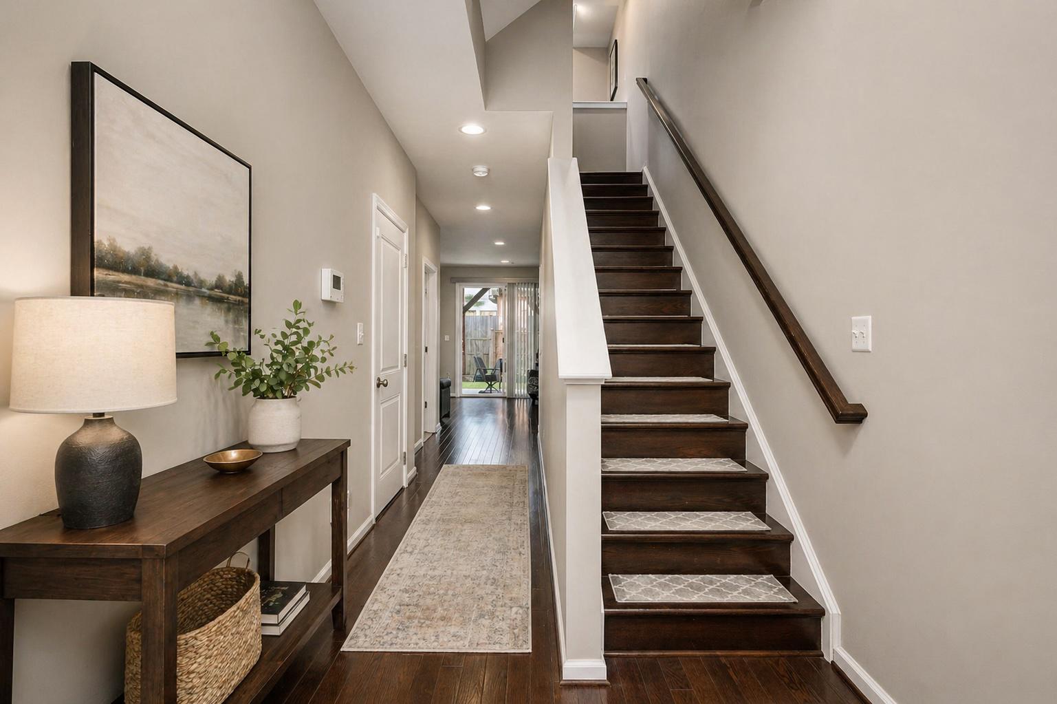 650 Aspen Road, Unit 108 Stafford, VA 22554 - Photo 6 of 25 Inviting Foyer-elegant staircase. Virtually Staged