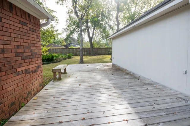 a view of a backyard with a tree