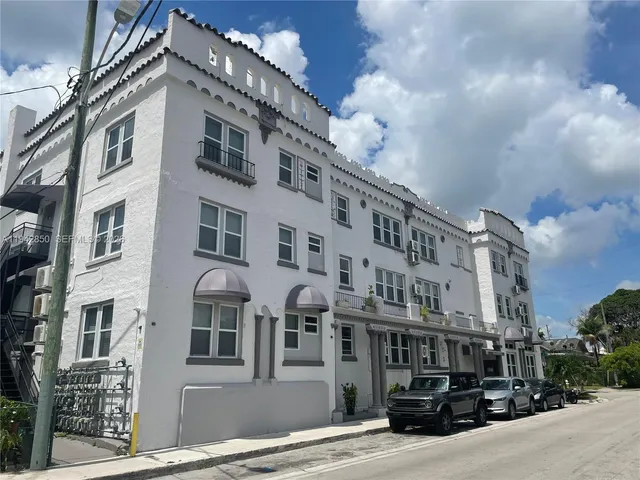 a front view of a multi story building