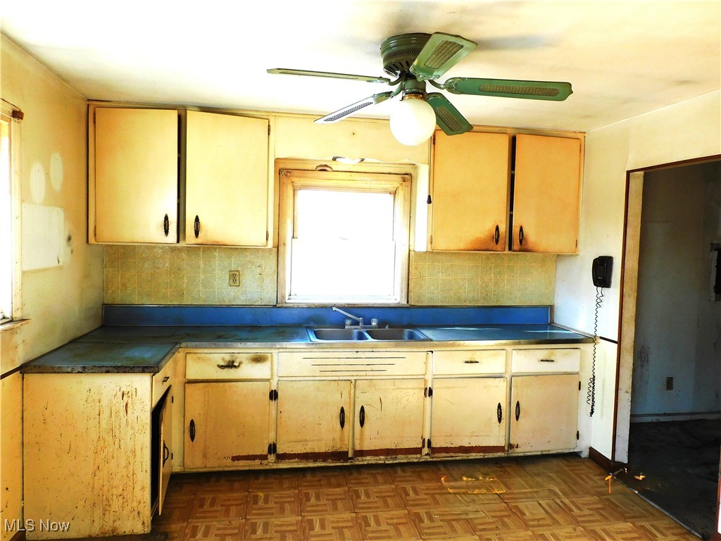 352 South Ridge Road East Conneaut, OH 44030 - Photo 9 of 21 Kitchen featuring a sink and a ceiling fan