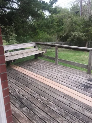 a view of a wooden deck