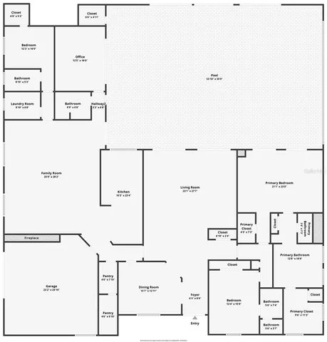 a living room with furniture and a dining table with wooden floor