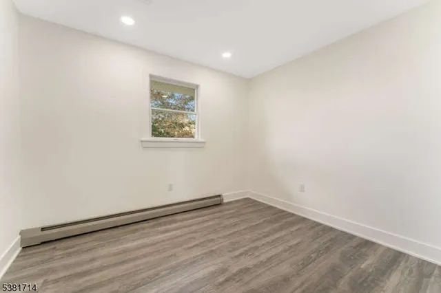 an empty room with a workbench