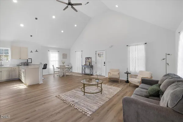 a living room with furniture