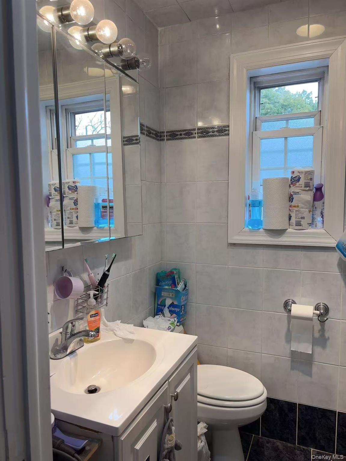 67-60 224 Street, Unit 6760A Queens, NY 11364 - Photo 10 of 12 a bathroom with a sink toilet and mirror