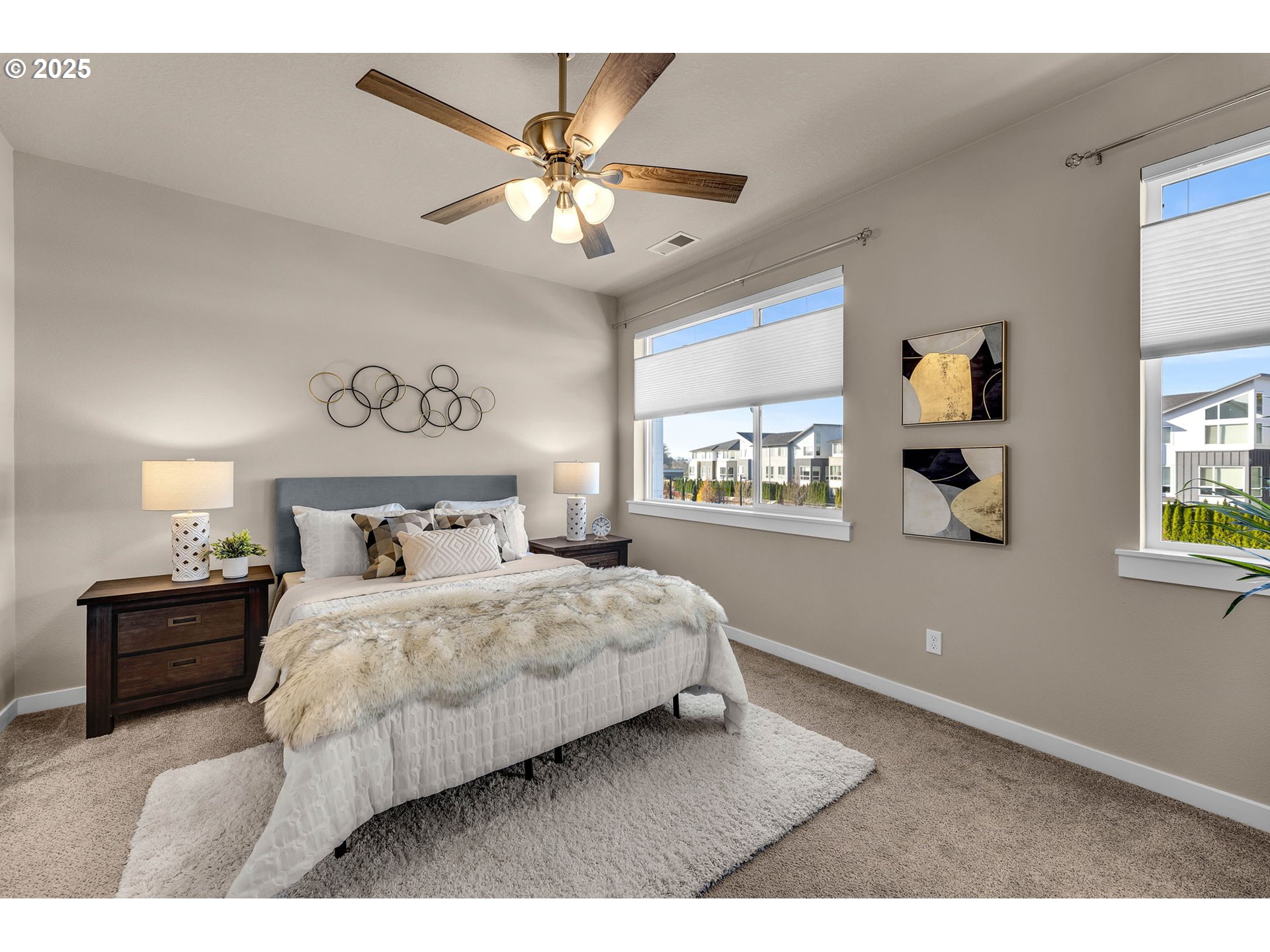17238 Southwest Goldcrest Lane Beaverton, OR 97007 - Photo 29 of 48 a bedroom with a bed window and wall painting
