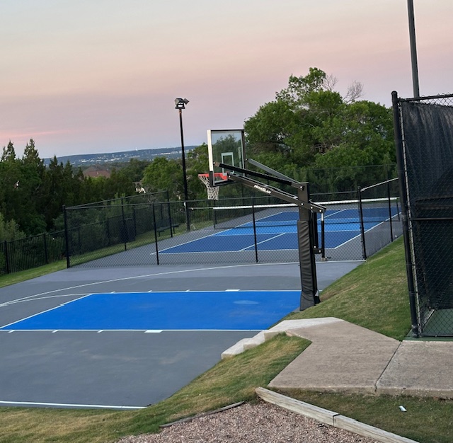 218 Sunrise Ridge Loop Lakeway, TX 78738 - Photo 38 of 40 View of pickleball and tennis court with basketball court.