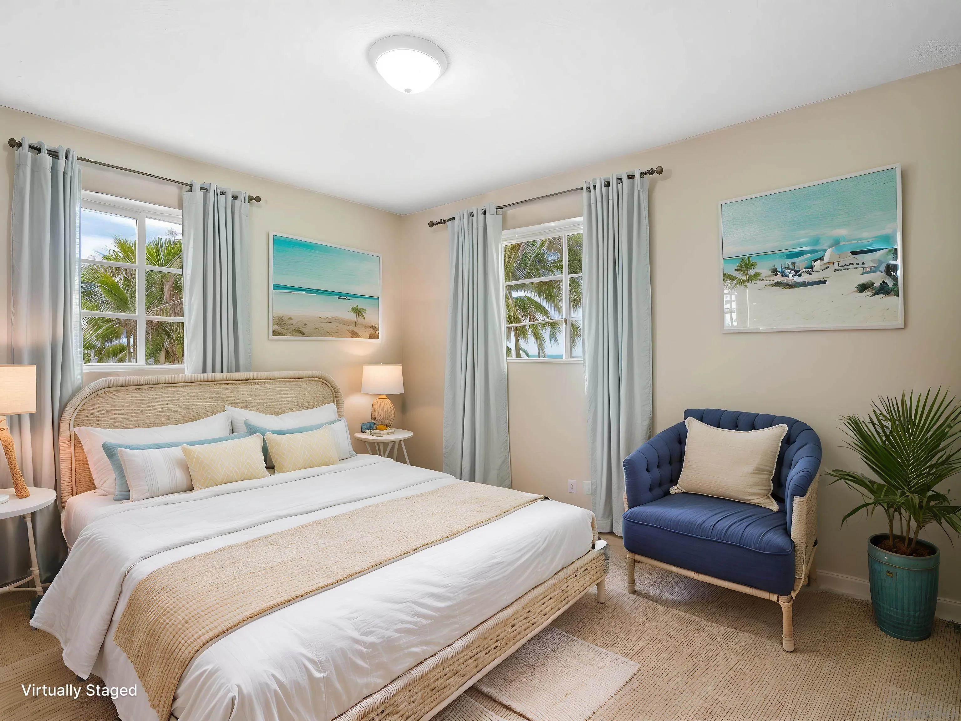 2529 Littleton Road El Cajon, CA 92020 - Photo 14 of 26 a bedroom with a large bed and a potted plant