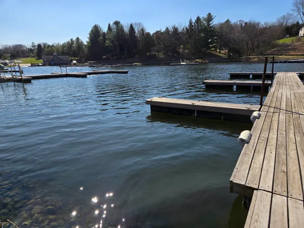 a view of a lake with houses