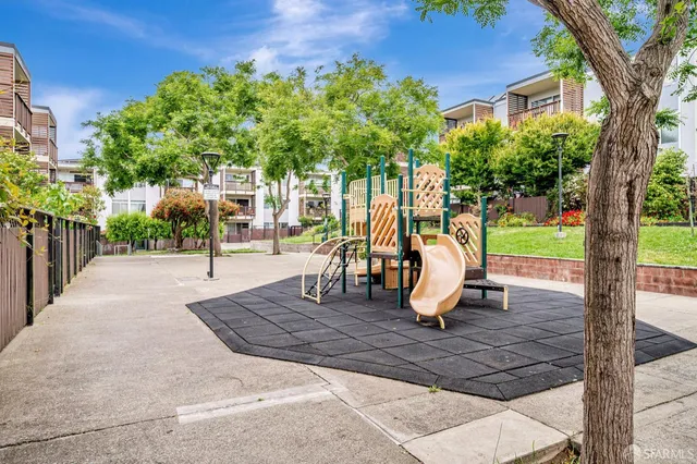 a park view with a garden space