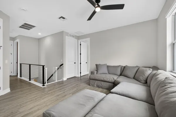 a living room with furniture
