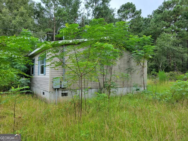 a backyard of a house with lots of green space and plants