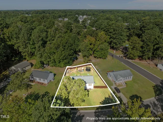 an aerial view of a house
